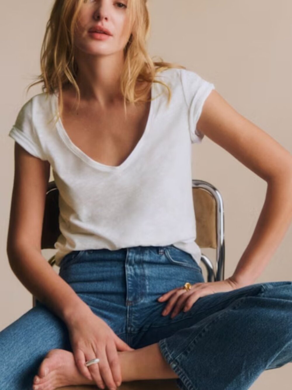 Sezane Malcolm T-shirt Ecru. - Size M